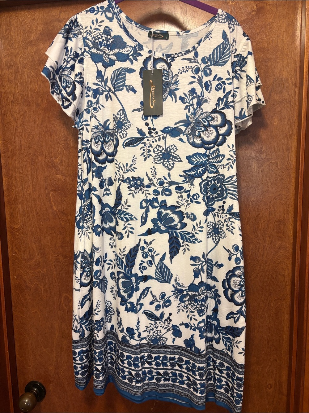 Casual Blue & White Floral Midi Dress by Ahava
